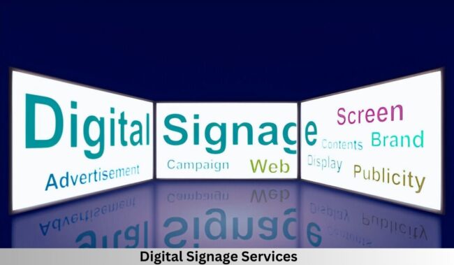 High-resolution digital signage services displaying dynamic content in a retail store to enhance customer engagement and brand visibility.