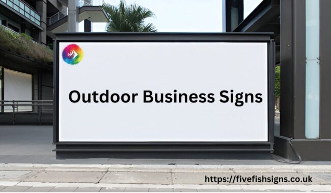 Outdoor business sign showcasing a shop fascia with brand logo and clear directional signage to attract foot traffic.